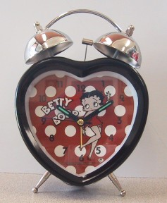 Betty Boop Heart Shaped Twin Bell Alarm Desk Clock - 
BB-C17