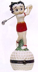 Betty Boop Golfer Porcelain Clasp Box - 
BBL09
