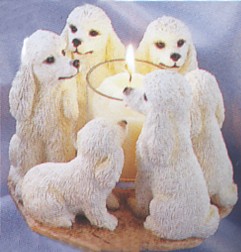 White Poodle Circle Candle Holder - 
P614