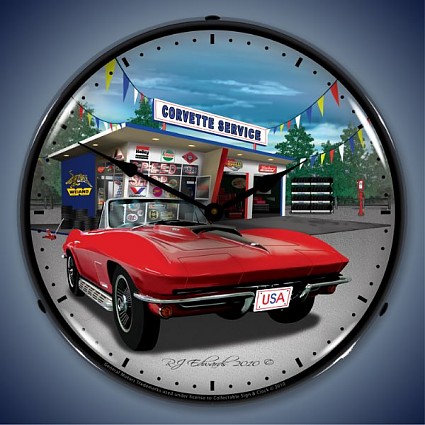 1967 Corvette Speed Shop Lighted Wall Clock - 
1967CORVETTESPEED