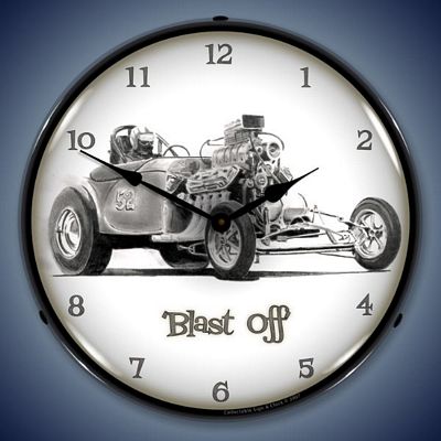 Blast Off Hot Rod Lighted Wall Clock - 
BLASTOFF