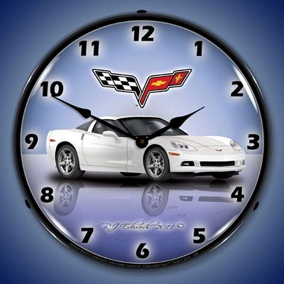 C6 Corvette Arctic White Lighted Wall Clock - 
C6CORVETTEARCTICWHITE