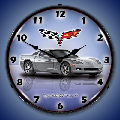 C6 Corvette Blade Silver Lighted Wall Clock - 
C6CORVETTEBLADESILVER