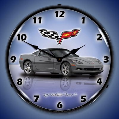 C6 Corvette Cyber Grey Lighted Wall Clock - 
C6CORVETTECYBERGREY