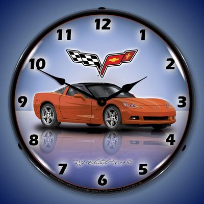 C6 Corvette Inferno Orange Lighted Wall Clock - 
C6CORVETTEINFERNOORANGE