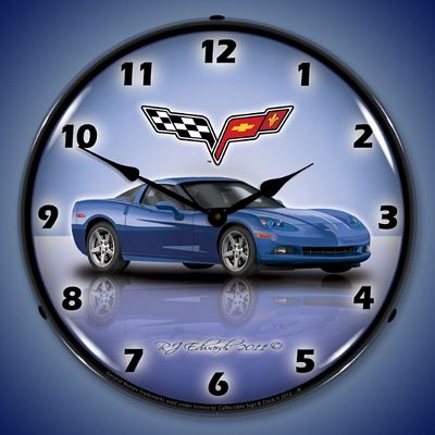 C6 Corvette Jet Stream Blue Lighted Wall Clock - 
C6CORVETTEJETSTREAMBLUE