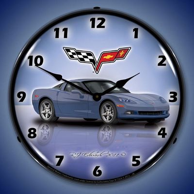 C6 Corvette Supersonic Blue Lighted Wall Clock - 
C6CORVETTESUPERSONICBLUE