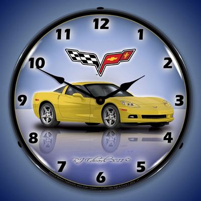 C6 Corvette Velocity Yellow Lighted Wall Clock - 
C6CORVETTEVELOCITYYELLOW