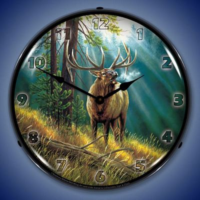 Calling All Challangers Elk By Rosemary Milette Lighted Wall Clock - 
CALLINGALLCHALLANGERS