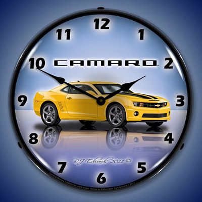 Camaro G5 Rally Yellow Lighted Wall Clock - 
CAMAROG5RALLYYELLOW