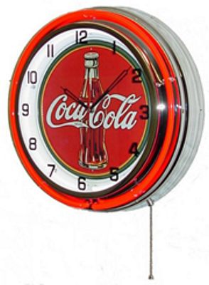 Coca-Cola Contour Bottle Double Neon Wall Clock - 
COCACOLACONTOURBOTTLE