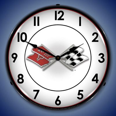 Corvette Flags Lighted Wall Clock - 
CORVETTEFLAGS