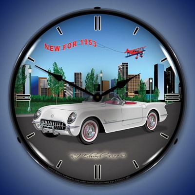 Corvette New For 1953 Lighted Wall Clock - 
CORVETTENEWFOR1953