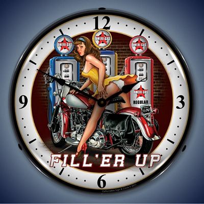 Fill'er Up Lighted Wall Clock - 
FILLERUP