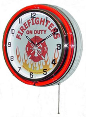 Firefighters On Duty Double Neon Wall Clock - 
FIREFIGHTERSONDUTY