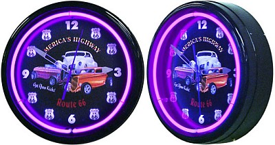 Get Your Kicks On Route 66 Neon Wall Clock - 
GETYOURKICKSNEON