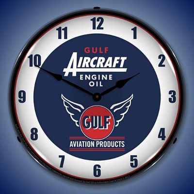 Gulf Aircraft Engine Oil Lighted Wall Clock - 
GULFAIRCRAFTENGINEOIL