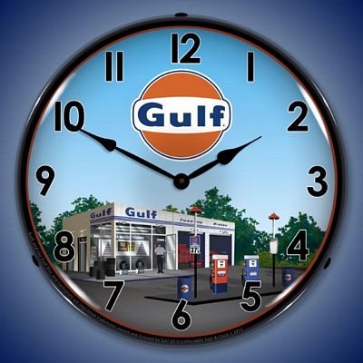 Gulf Station Lighted Wall Clock - 
GULFSTATION