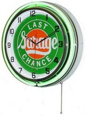 Last Chance Garage Double Neon Wall Clock - 
LASTCHANCEGARAGE