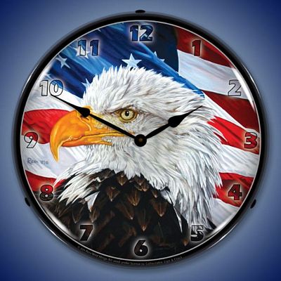 Let Freedom Ring Eagle By Jon Ren Lighted Wall Clock - 
LETFREEDOMRINGEAGLE