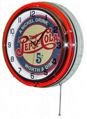 Pepsi Cola 5 Cents Double Neon Wall Clock - 
PEPSICOLA5CENTS