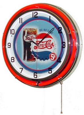 Pepsi Cola Big Glass Double Neon Wall Clock - 
PEPSICOLABIGGLASS