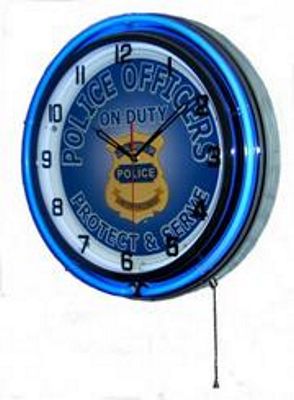 Police Officers On Duty Double Neon Wall Clock - 
POLICEOFFICERSONDUTY