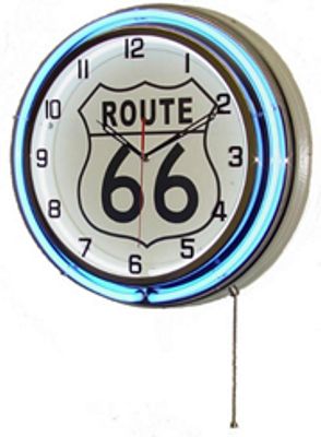 Route 66 Double Neon Wall Clock - 
ROUTE66