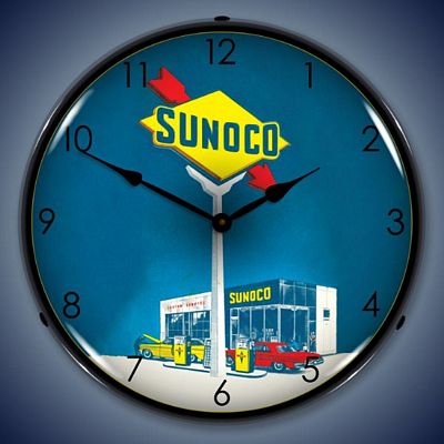 Sunoco Gas Lighted Wall Clock - 
SUNOCOGAS
