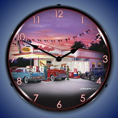 Bruce Kaiser Wallys Service Station Lighted Wall Clock - 
WALLYSSERVICESTATION