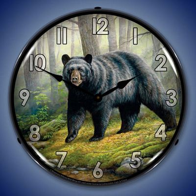 Woodland Morning Bear By Rosemary Milette Lighted Wall Clock - 
WOODLANDBEAR