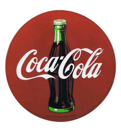 Coca-Cola 12 Inch Disc Bullseye Convex Shaped Metal Sign - 
CC412