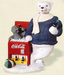 Coca-Cola Polar Bear And Seal On Cooler Keywind Animation Musical Figurine - 
HB0210