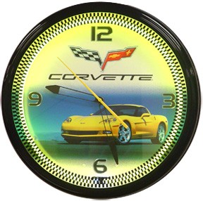 Corvette C6 Yellow Neon Wall Clock - 
CORVETTEC6YELLOWNEON