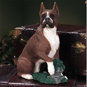 BOXER WITH PLANT ADULT DOG FIGURINE - 
01081