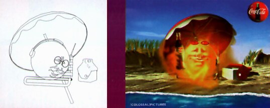 Coca-Cola Animation Art Cel - Sun-Day At The Beach With Production Sketch - 
AA105S