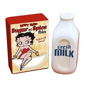 Betty Boop Kiss The Cook Cereal And Milk Salt And Pepper Shakers