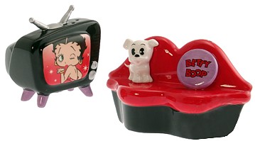 BETTY BOOP COUCH AND TV SALT AND PEPPER SHAKERS
