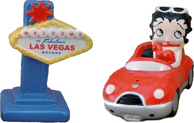 BETTY BOOP IN CAR LAS VEGAS SALT AND PEPPER SHAKERS