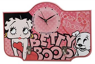 Betty Boop Wooden Wall Clock With Hooks