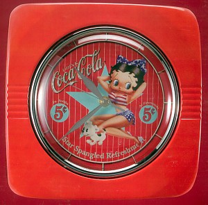 BETTY BOOP COCA-COLA STAR SPANGLED RETRO WALL CLOCK