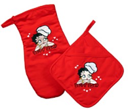 BETTY BOOP POT HOLDER AND OVEN MITT - TWO PIECE SET