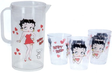 BETTY BOOP FIVE PIECE PITCHER AND TUMBLERS SERVING SET