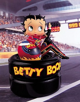 Race Car Betty Boop Sitting On Tires With Helmet Trinket Box
