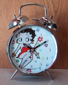 Betty Boop Flowers Twin Bell Alarm Desk Clock