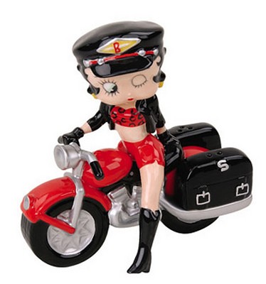 BETTY BOOP ON HER MOTORCYCLE SALT AND PEPPER SHAKERS