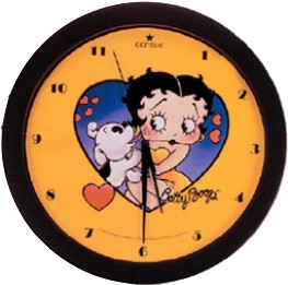Betty Boop Heart With Yellow Background Wall Clock