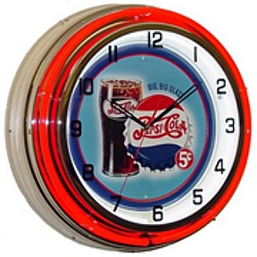 PEPSI COLA DOUBLE NEON CLOCK
