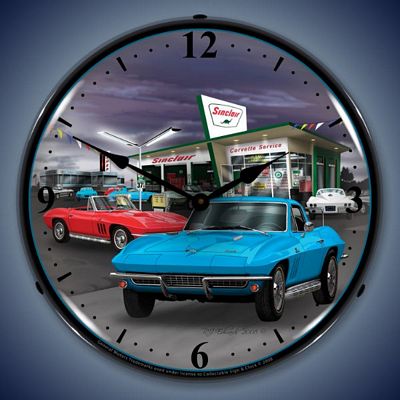 1966 Sinclair Corvette Lighted Wall Clock