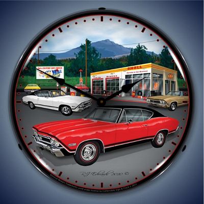 1968 Chevelle Shell Gasoline Lighted Wall Clock